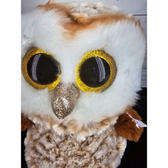 TY Beanie Boos - PERCY the Barn Owl‎ Brown Glitter Eyes Stuffed Animal Toy Plush - Picture 3 of 11